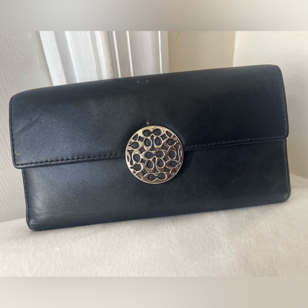 Coach Black Leather Wallet GUC